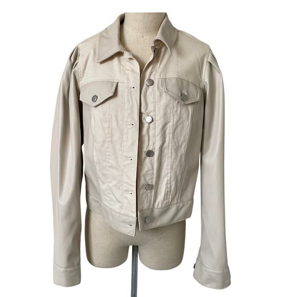 bagatelle Jackets & Blazers - Bagatelle Cotton Denim and Faux Leather Trucker Jacket